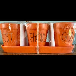 NEW with TAGS RAE DUNN three piece set planters HALLOWEEN ghost ghoul goblin